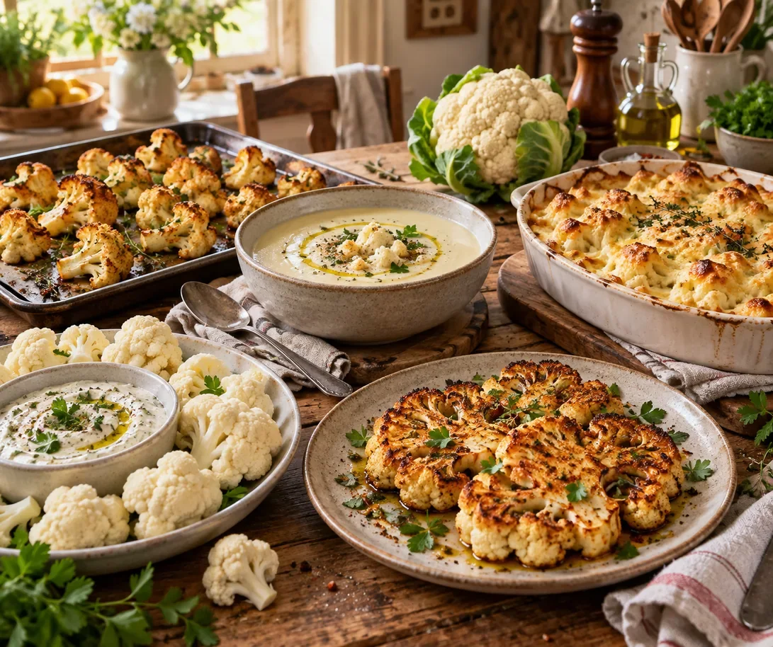 Idées faciles avec du chou-fleur rôti, cru, en soupe et en gratin