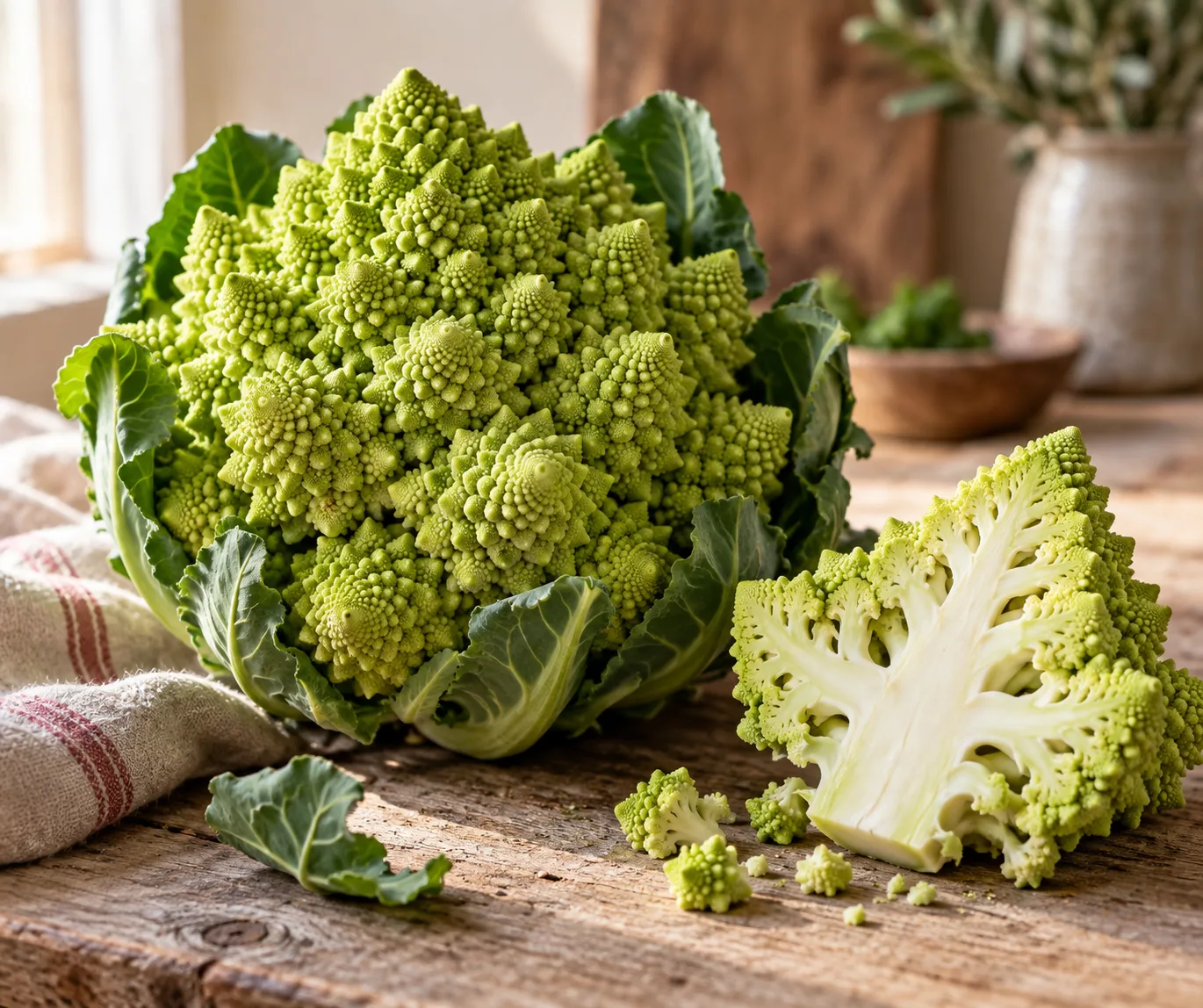 Chou romanesco entier avec ses fleurettes spiralées
