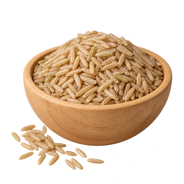 Illustration d’un bol de riz complet brun cru à grains longs