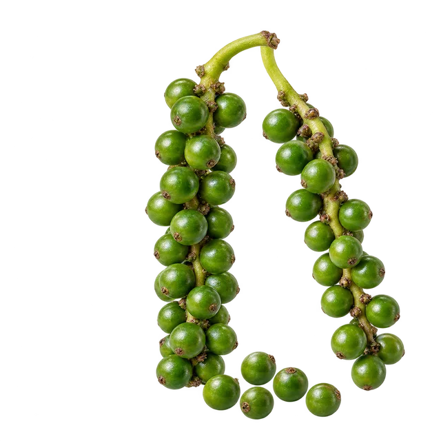 Illustration de grappes de baies de poivre vert fraîches