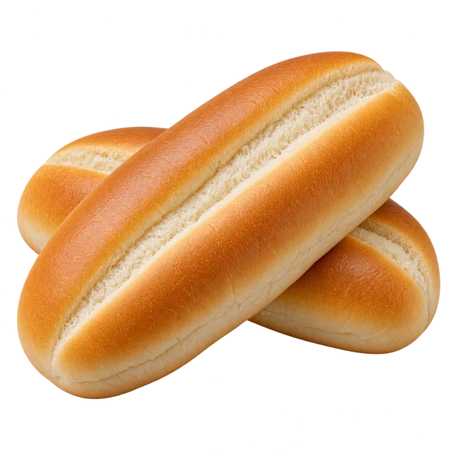 Illustration de deux petits pains allongés dorés, fendus sur le dessus